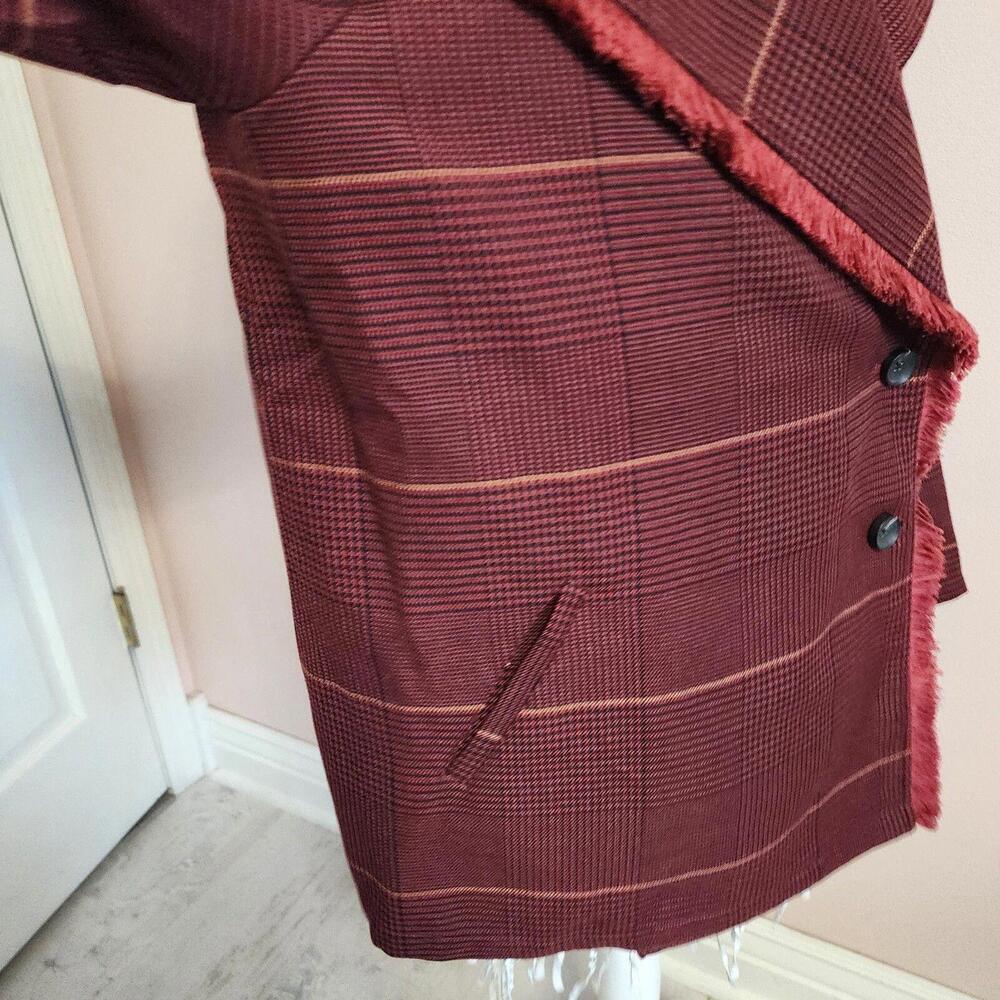 NWT Laurie Felt Zoe Plaid Wrap Coat Burgundy Plaid JACKET BLAZER XL - Picture 7 of 9